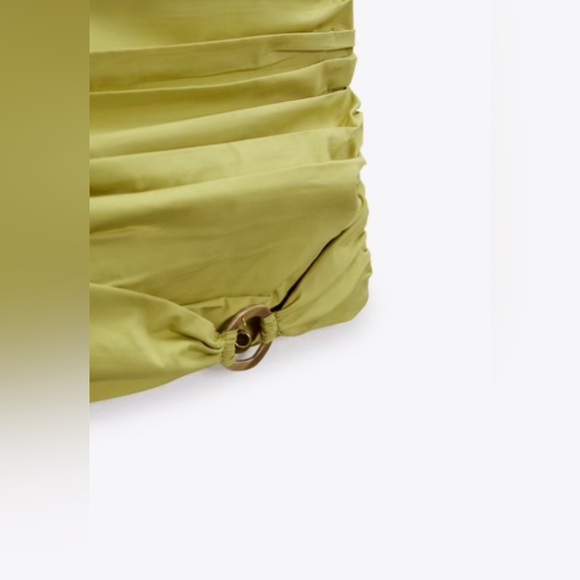 Pistachio Green Draped High Waisted Zara Mini Skirt - Picture 5 of 8
